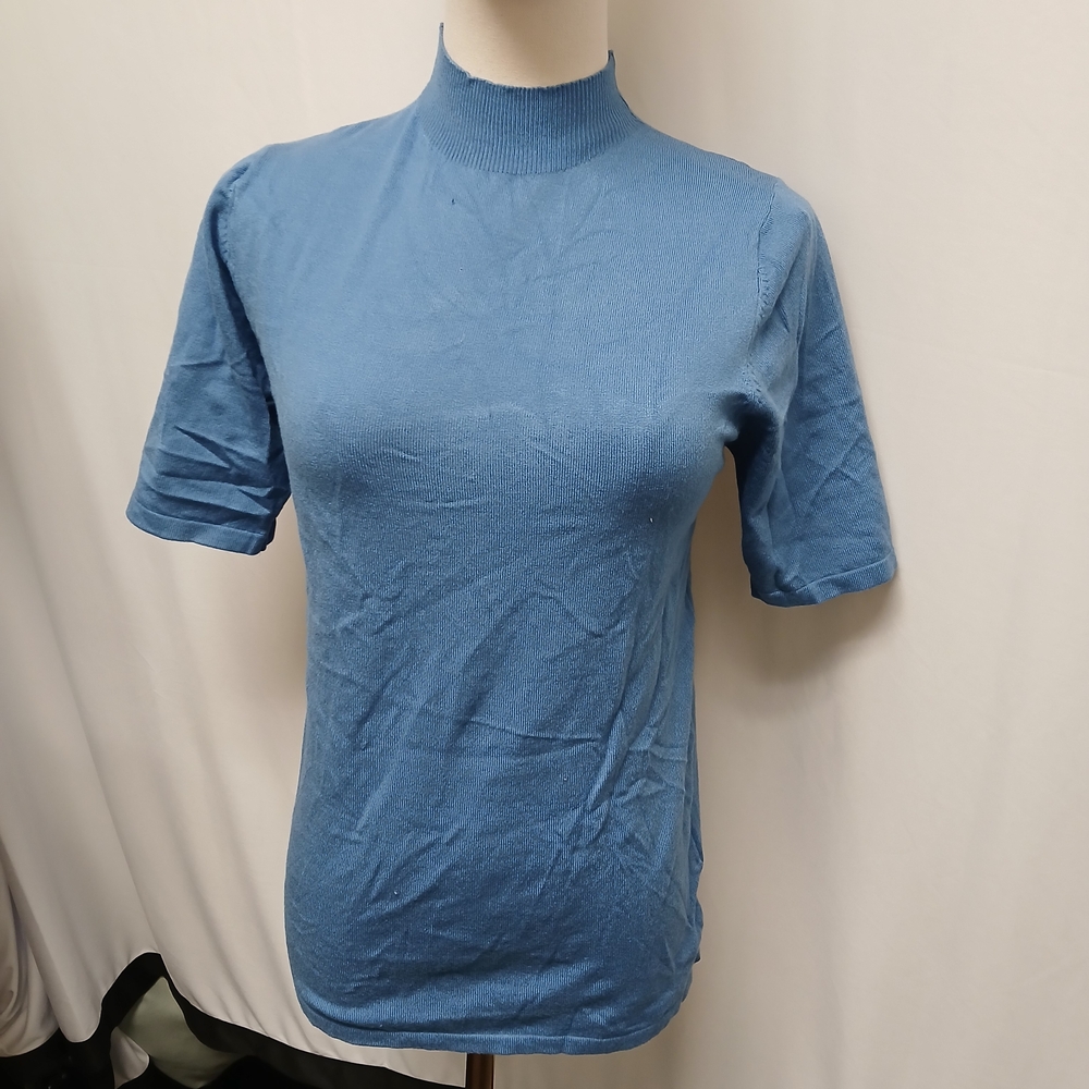Women's Blue Mock Neck Top